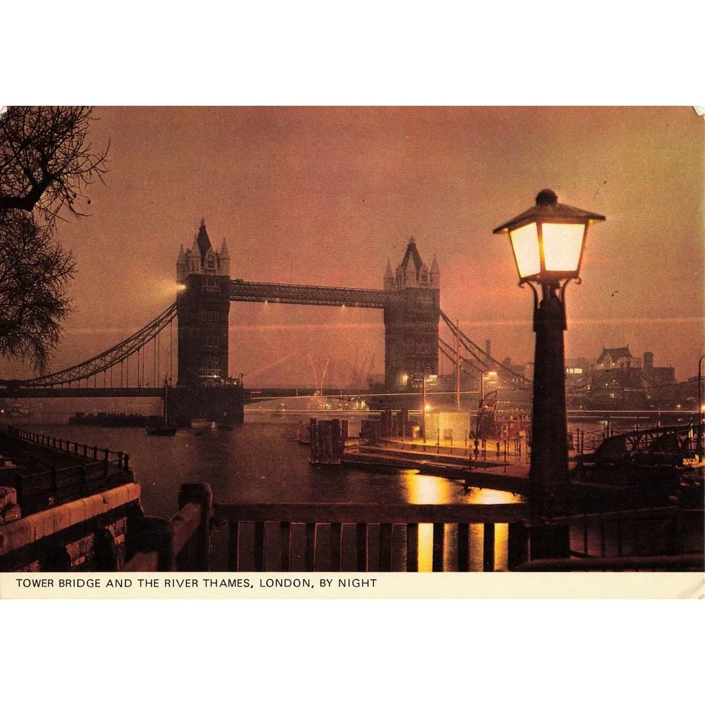 Colourmaster Postcard London Tower Bridge Night 1979 Used Thames River View Good